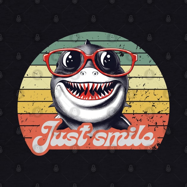 Just smile funny shark with red glasses by TRACHLUIM